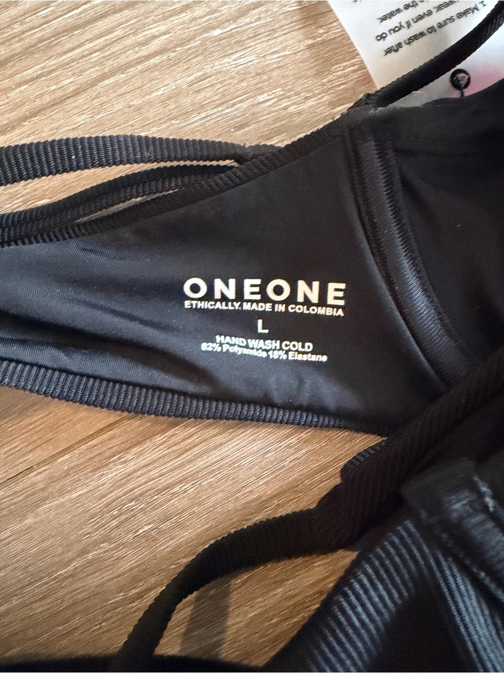 New Oneone Black Ribbed Bikini Set Lupita Top Large & Jesse Cheeky bottom Medium - Picture 6 of 10